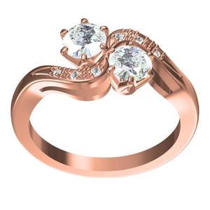 Two Round Stone Solitaire Bypass Engagement Ring
