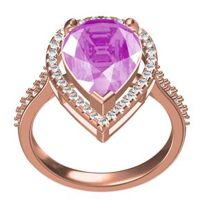 Beautiful Pink Sapphire Pear Halo Solitaire Engagement Ring