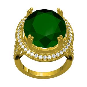 Green Oval Double Prong Solitaire Engagement Ring