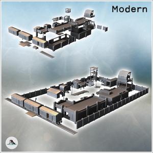 Modern base set with watchtowers, wooden enclosure and train (14) - Cold Era Modern Warfare Conflict World War 3 RPG  Post-apo WW3 WWIII