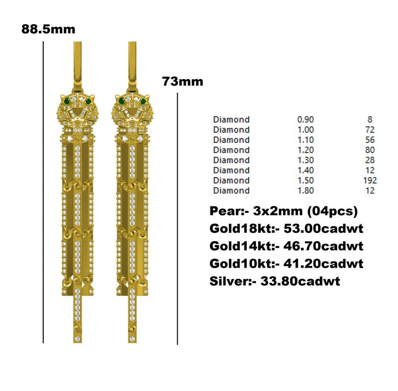 Panther Head Long Earring