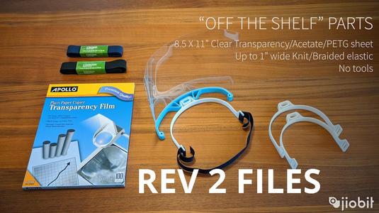 PPE Face Shield completed with "Off The Shelf" parts - Covid-19 PPE shortage REV1.5 (US letter and EU A4 sizes)