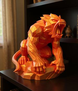 Inferno Maw – Roaring Low Poly Beast Statue