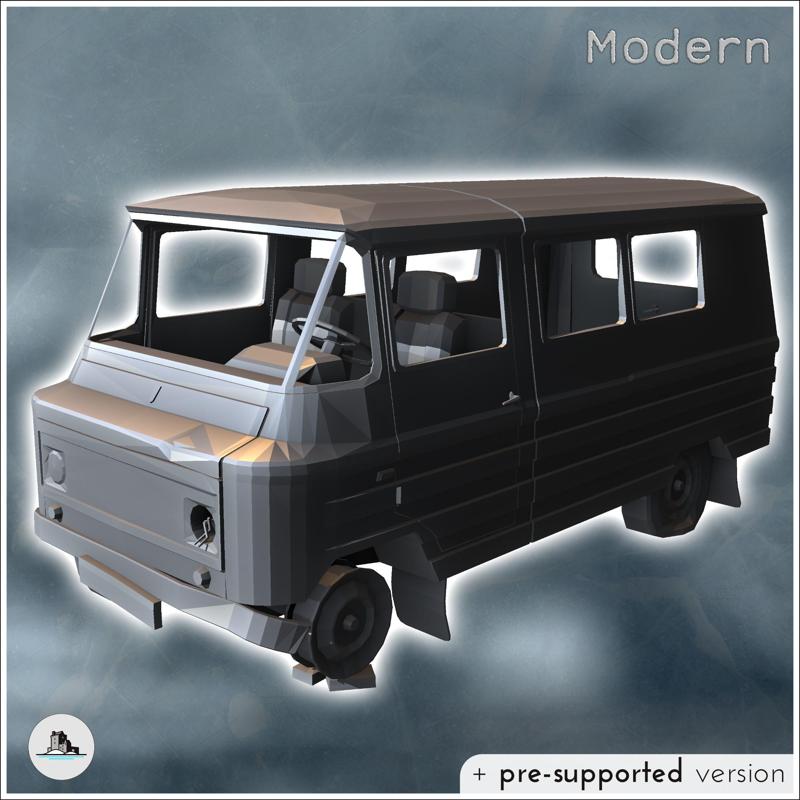 Damaged modern van with wheel on stones (2) - Modern WW2 WW1 World War Diaroma Wargaming RPG Mini Hobby