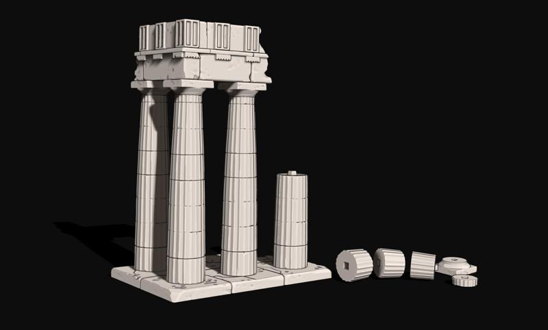 Partenon columns - Scenery for wargames - Diormas - Railway