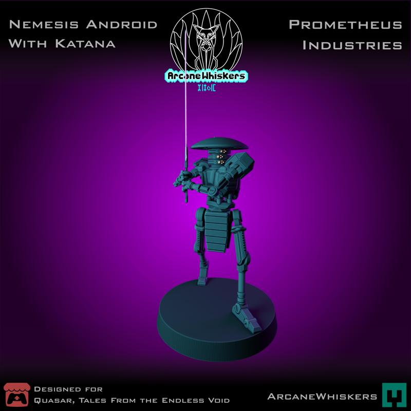 Nemesis combat android with monomolecular katana