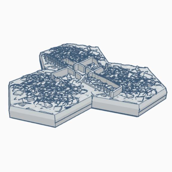 Sci-Fi Destroyed Building 10 Hex Map Scale HMSSFD010