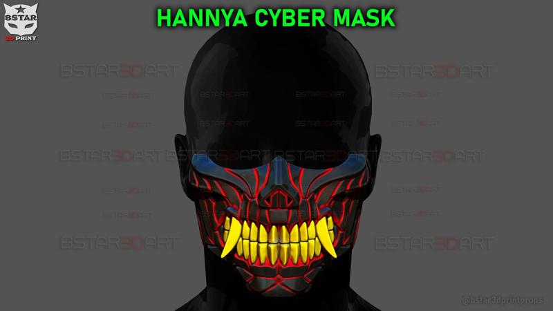 Hannya Cyber Half Mask - Halloween Cosplay