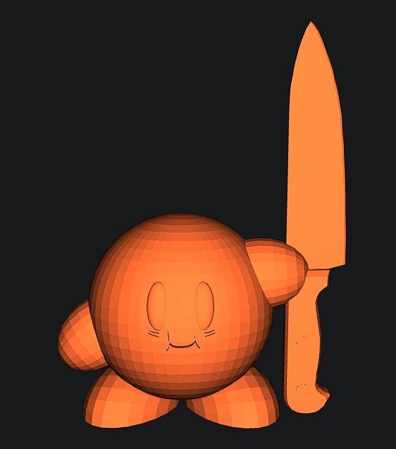 Kirby with a knife - remix face added