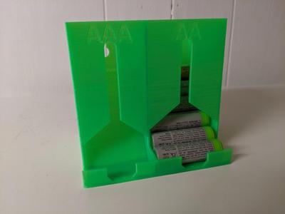 Wall Mount or Countertop Battery Holder and Storage AA and AAA No Supports
