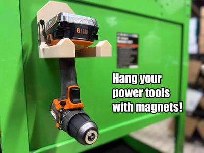 Magnetic or Screw-On Power Tool Holder Hook