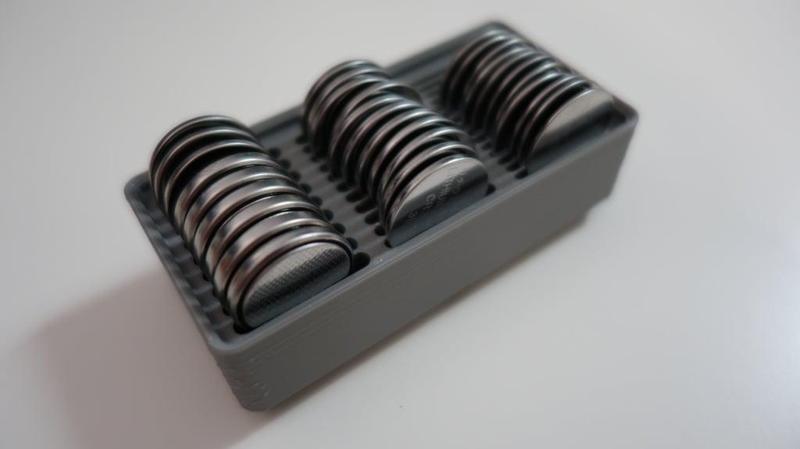 Gridfinity Coin Cell Battery Holder (2016, 2025 and 2032)