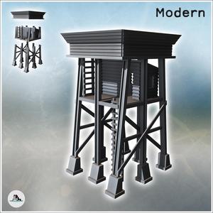 Defense tower with metal beam supports and platform (5) - Modern WW2 WW1 World War Diaroma Wargaming RPG Mini Hobby