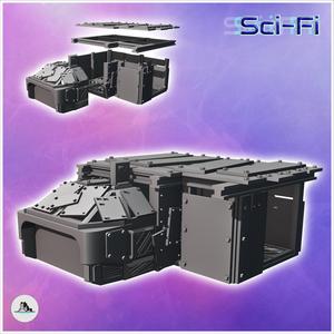 Container shelter with scrap heap and steel plate roof (8) - Modern WW2 WW1 World War Diaroma Wargaming RPG Mini Hobby