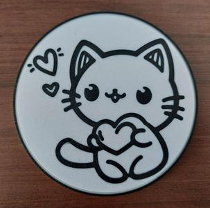 Cat with heart coaster