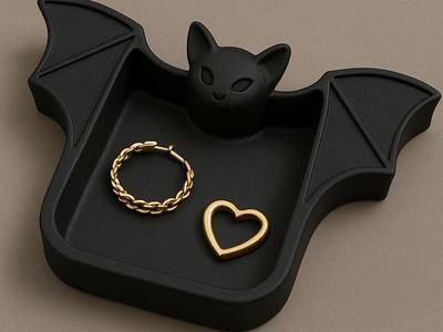 Bat jewelry tray necklace earring holder catchall 