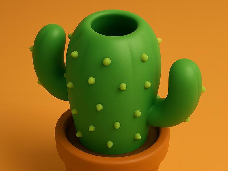 Cactus Pen Holder in Pot – 3D Printed Penholder