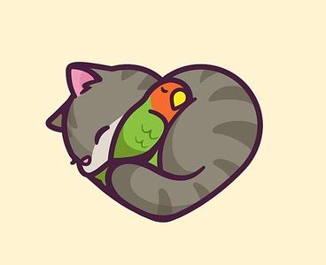 Cat & Bird lover keychain