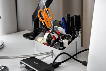 Desk organizer with cable holder