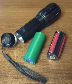 Flashlight 16340 battery adapter