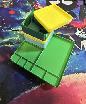 Gridfinity Big/Small Parts Tray W/ Removable 1x1 Screw Bin & Stackable Lid
