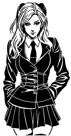 School Girl stencil 3