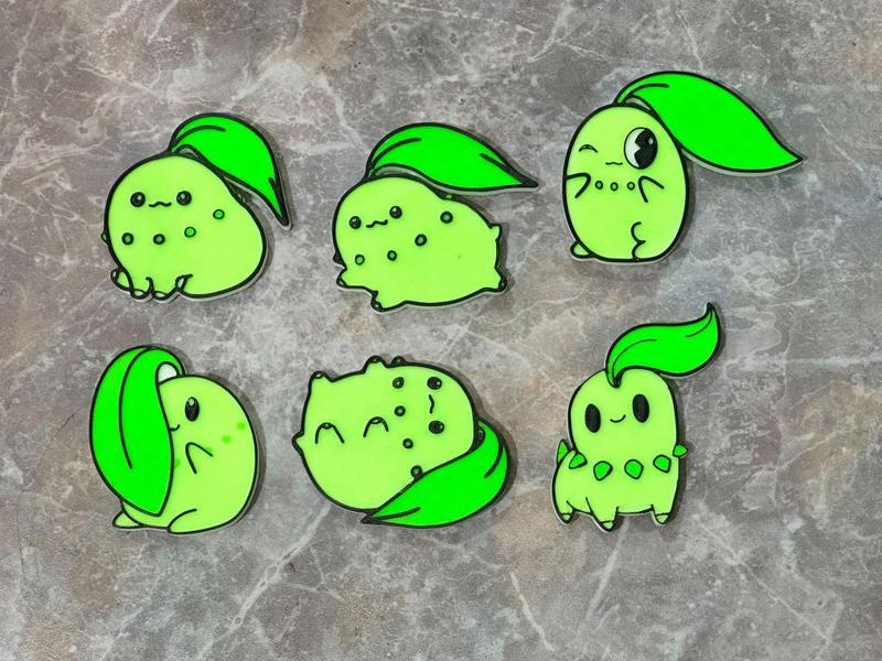 Cute Chikorita Chibi Pokemon Fridge Magnet/Keychain/Pin/Hair Clip