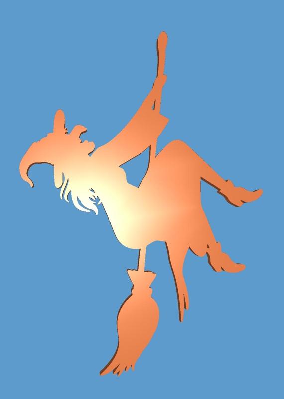 Halloween Witch on broomstick