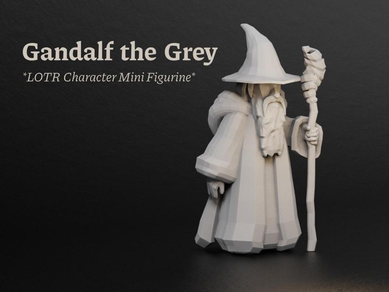 Gandalf the Grey of LOTR- Low Poly Mini Figurine