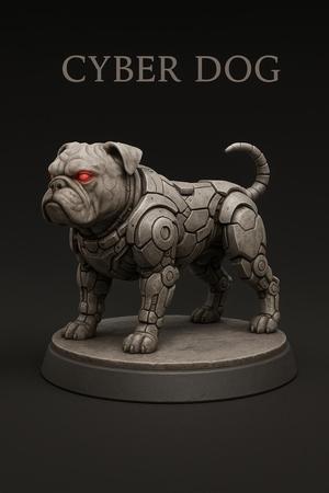 bulldog cyber Statue - 3D Printable Miniature