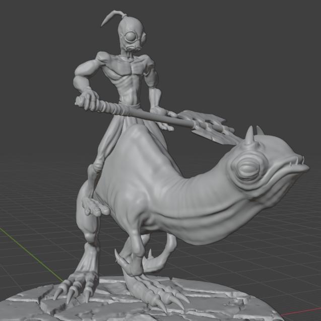 Oddworld Mudokon (Abe) Riding Elum
