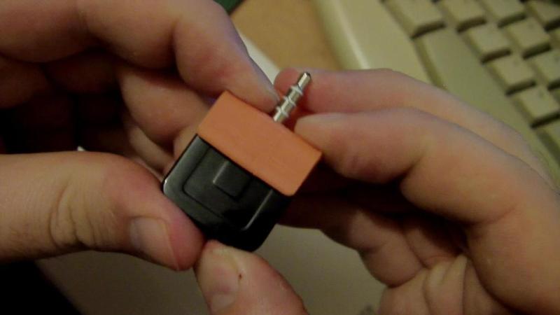 Plastic support for portable credit card reader (3.5 mm headphone jack)