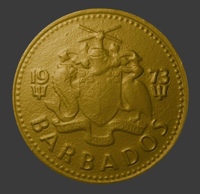 Barbados, 5 Cents, Reverse Side, 3D Scan