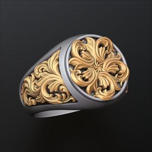 Signet Ring With Ornamental Details 3D print model