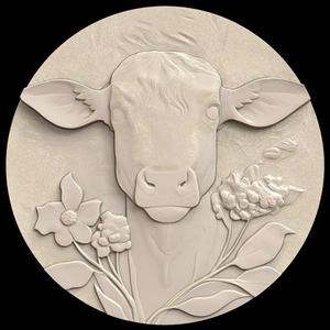 3D Model STL File for CNC Router/Laser & 3D Printer Cow in Circular Shape