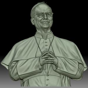 Pope Leo XIV portrait high bas-relief