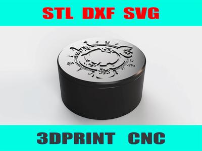 Digital 3D Model of Jewelry Box with Asian Symbolism - STL, DXF, SVG for 3D Printing Cnc and Laser Cutting