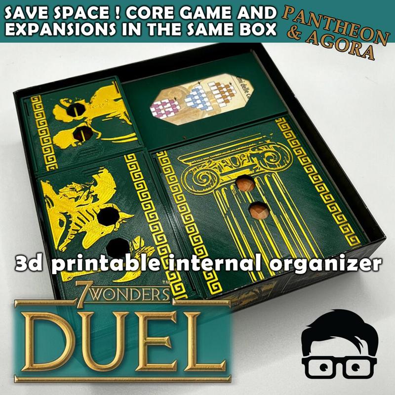 7 WONDERS DUEL + EXPANSIONS (PANTHEON AND AGORA) 3D PRINTABLE INSERTS / ORGANIZER