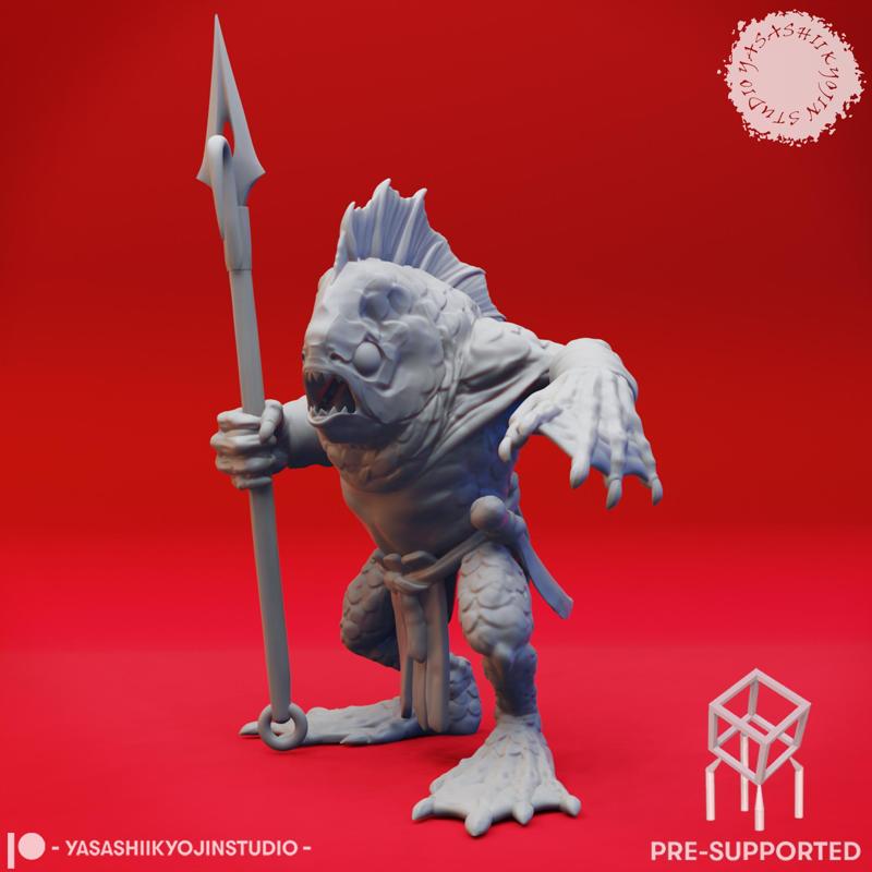 Kuo-Toa - Spear - Tabletop Miniature (Pre-Supported)
