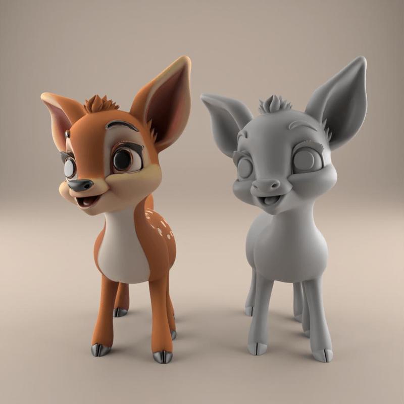 Adorable 3D Cartoon Deer Model for Home Décor