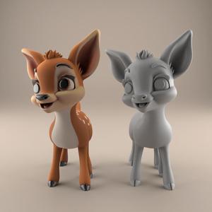 Adorable 3D Cartoon Deer Model for Home Décor