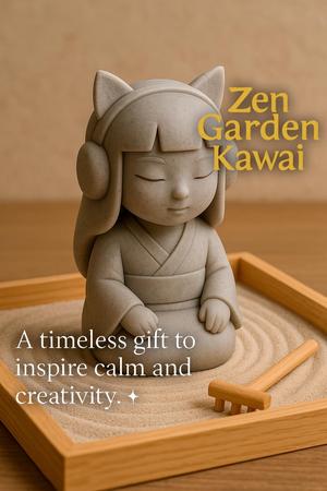 ✨Zen Garden Design Object - Minimalist & Elegant, Japanese woman kawaii style.