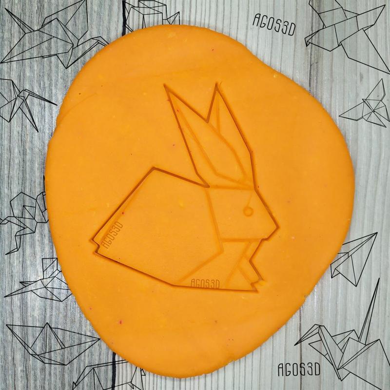 rabbit - origami COOKIE CUTTER - CUTTER OF GALLETS OR FONDANT OF paper rabbit - 8cm