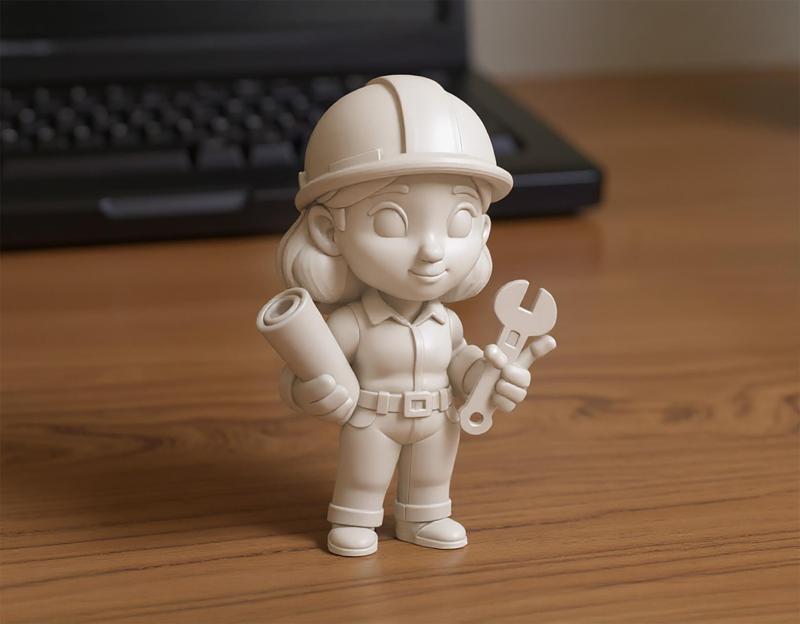 Cartoon Mechanic Girl 3D Printable 3D print model