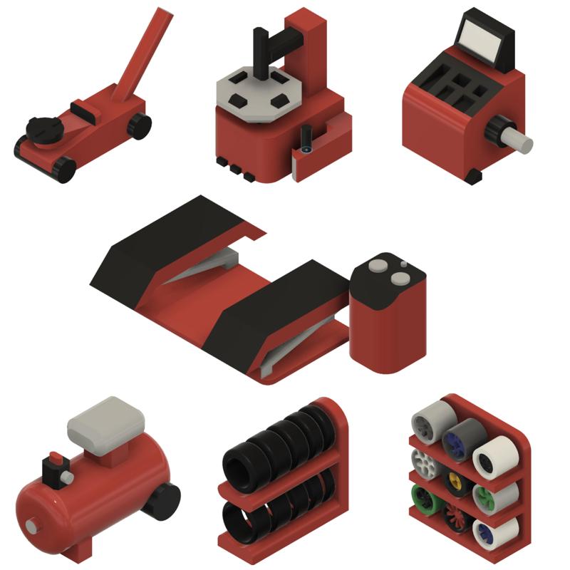 Hotwheels Tire Shop Garage Equipments Diorama Set