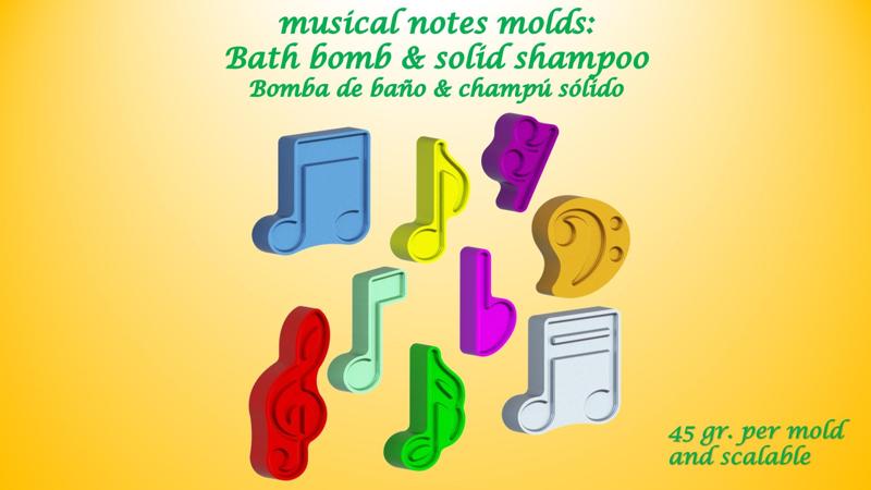 musical note molds pack: BATH BOMB, SOLID SHAMPOO / BATH BOMB, SOLID SHAMPOO
