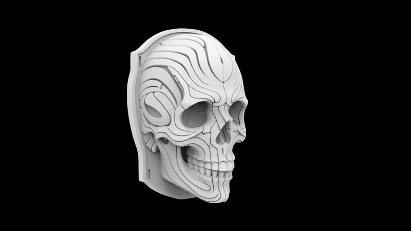 Ribbon Skull Wall Plaque 3d Print Model
