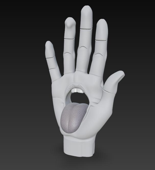 HAND WITH MOUTH SURREALIST MODEL