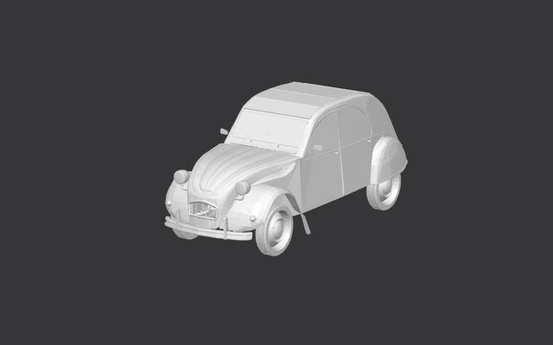 Citroën 2CV - Complete or Assembly 3D Model (Printable)