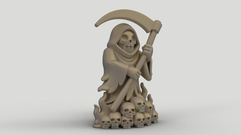 Grim Reaper Halloween Figurine - Spooky Skeleton with Scythe